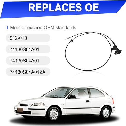 كابل تحرير غطاء المحرك مع استبدال المقبض 74130S01A01 متوافق مع موديلات 1996-2000 Honda Civic 16L الملائمة مباشرة لجزء OEM 912010 in Saudi Arabia