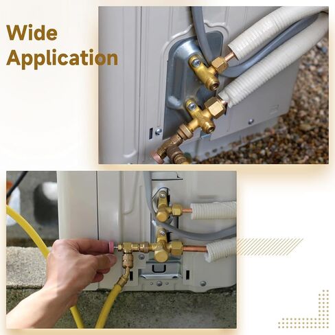 HVAC Refrigerant Charging Safety Valve, Brass Low Loss Fittings, 5/16 to 1/4 R410A R22 R32 Quick Connect Adapter Set, HVAC Tool for Home AC in Saudi Arabia