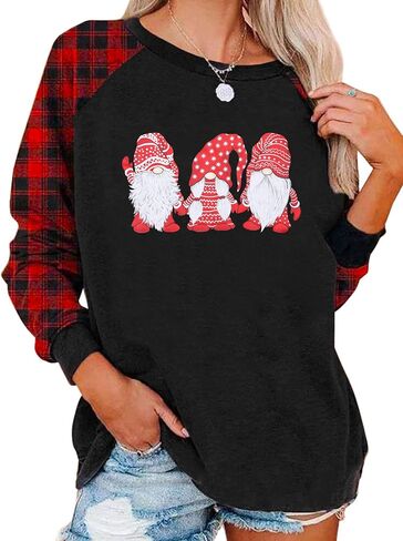 سويت شيرت LOTUCY Merry Christmas للنساء من Gnomes Santa Christmas سويت شيرت لطيف بأكمام طويلة in Saudi Arabia