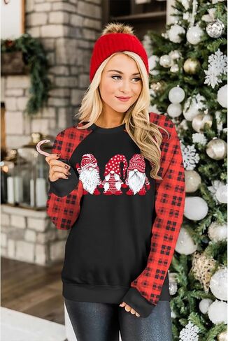 سويت شيرت LOTUCY Merry Christmas للنساء من Gnomes Santa Christmas سويت شيرت لطيف بأكمام طويلة in Saudi Arabia