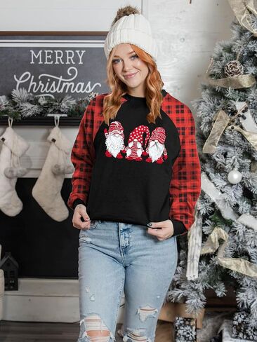 سويت شيرت LOTUCY Merry Christmas للنساء من Gnomes Santa Christmas سويت شيرت لطيف بأكمام طويلة in Saudi Arabia