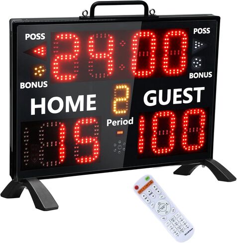 Digital Scoreboard with Remote for Sports Games, Display Score with Timer,Built-in Battery & Buzzer, Coach Supplies in Kuwait