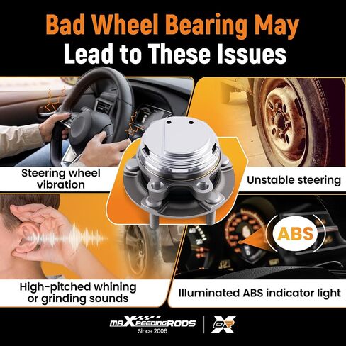 maxpeedingrods 513334 محور العجلة الأمامية ومجموعة المحمل لنيسان 370Z، إنفينيتي G35 Q50 G37 Q60 QX50 FX35 M35 Q70 QX70 2009-2020 5 عروة مع ABS in Kuwait