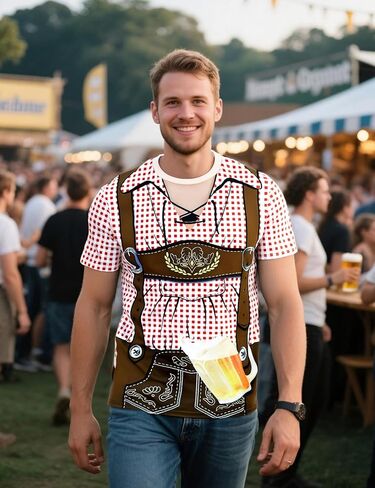 Funny World Men's Bavarian Oktoberfest Costume T-Shirts in Kuwait