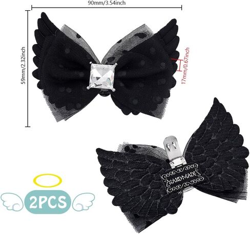 AHANDMAKER Bow Shoe Clips for Women, Detachable Lace Bowknot Shoe Buckles with Wings and Gemstone Elegant Shoes Charms for Heels Flats Boots Sandals Wedding Bridal Shoes Decoration in Saudi Arabia