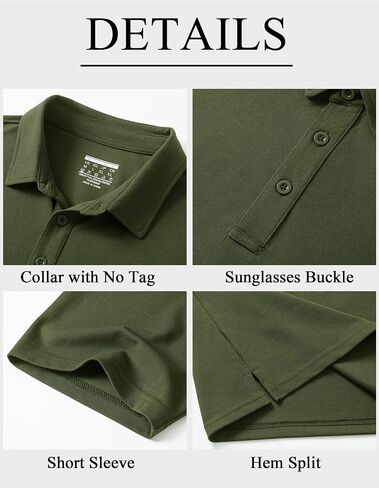 Cotrasen Mens Polo Shirts Short Sleeve Cotton Pique Golf Shirt 3 Button Classic Fit Basic Casual T-Shirts in Saudi Arabia