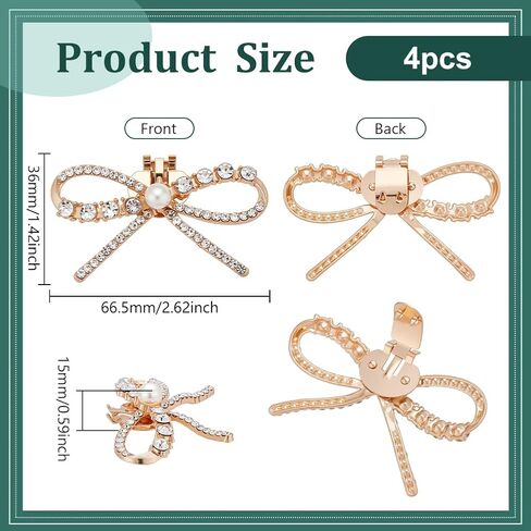 FINGERINSPIRE Rhinestone Bow Shoe Clips 2.61x1.41inch Alloy Glass Crystal Shoe Buckles with Simulated Pearls Gold Detachable Bowknot Shoes Decorations for Women Heels, Flats, Bridal Shoes in Saudi Arabia