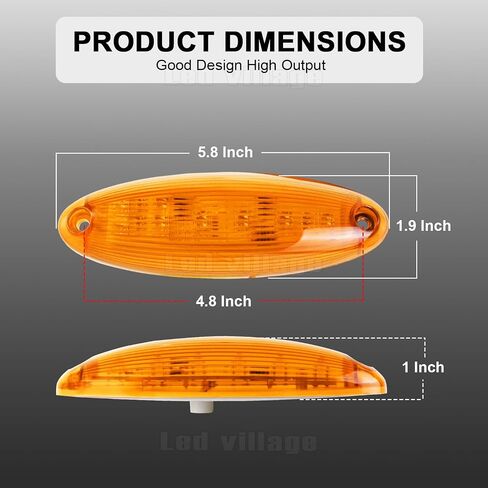 Clear Lens Amber Cab Marker Top Lights for 2008 2009 2010 2011 2012 2013 2014 2015 2016 2017 2018 2019 Freightliner Cascadia Heavy Duty Truck, Trailer 12V DC (5 Pcs) in Saudi Arabia