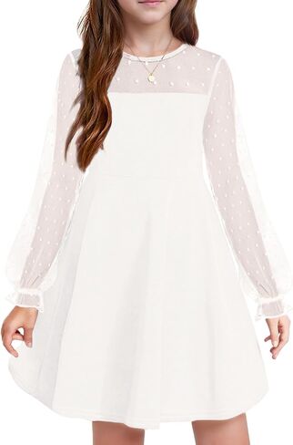 IFFEI Girls Dresses Puff Mesh Sleeves Short A-Line Dress for Party Wedding Guest in Saudi Arabia