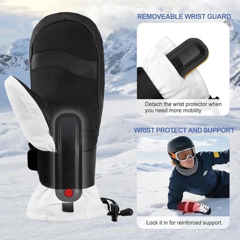 قفازات التزلج وقفازات الثلج للرجال والنساء والأطفال - واقيات معصم قابلة للإزالة، شاشة تعمل باللمس، قفازات شتوية دافئة معزولة حراريًا مقاومة للماء للتزلج على الجليد والتزلج والطقس البارد in Kuwait