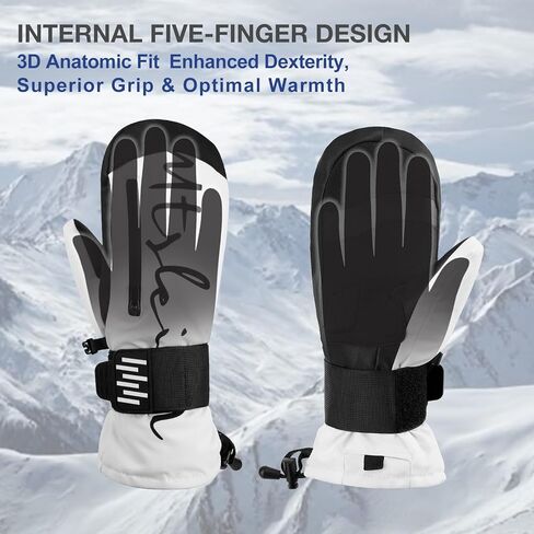 قفازات التزلج وقفازات الثلج للرجال والنساء والأطفال - واقيات معصم قابلة للإزالة، شاشة تعمل باللمس، قفازات شتوية دافئة معزولة حراريًا مقاومة للماء للتزلج على الجليد والتزلج والطقس البارد in Kuwait