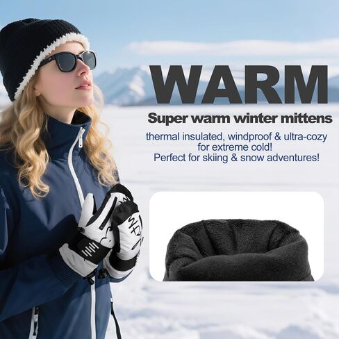 قفازات التزلج وقفازات الثلج للرجال والنساء والأطفال - واقيات معصم قابلة للإزالة، شاشة تعمل باللمس، قفازات شتوية دافئة معزولة حراريًا مقاومة للماء للتزلج على الجليد والتزلج والطقس البارد in Kuwait