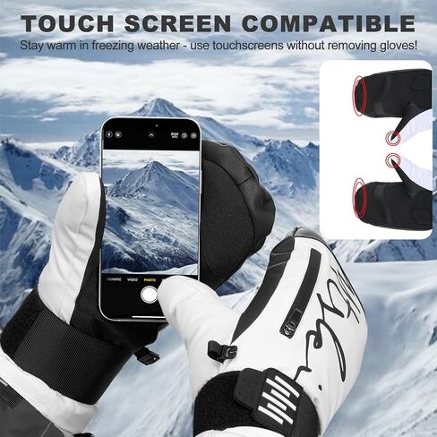 قفازات التزلج وقفازات الثلج للرجال والنساء والأطفال - واقيات معصم قابلة للإزالة، شاشة تعمل باللمس، قفازات شتوية دافئة معزولة حراريًا مقاومة للماء للتزلج على الجليد والتزلج والطقس البارد in Kuwait