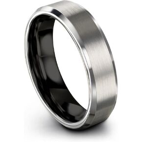 Tungsten Carbide Wedding Band Ring 8mm 6mm for Men Women Blue Grey Bevel Edge Brushed Polished Personalized Custom Engraving Anniversary Engagement in Saudi Arabia