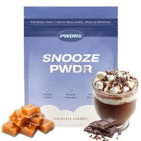 PWDRS Snooze Sleepy Time Hot Chocolate | All Natural Sleep Support | Magnesium Glycinate, L Theanine, Chamomile, Electrolytes | 20 Calories, Non GMO | Chocolate Caramel in Saudi Arabia