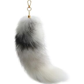 Furry Therian Fox Wolf Tail Keychain, Atiofber 15.75 Faux Fur Costume Fake Tail Handbag Charm for Halloween Cosplay in Saudi Arabia