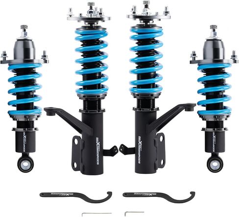 maxpeedingrods Coilover لـ Honda Element 2003-2011، مجموعة تعليق ملفوفة قابلة للتعديل بـ 24 مستوى، مجموعة خفض مطورة T6 قابلة للتعديل باللون الأزرق in Saudi Arabia