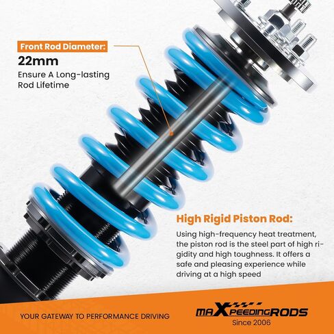 maxpeedingrods Coilover لـ Honda Element 2003-2011، مجموعة تعليق ملفوفة قابلة للتعديل بـ 24 مستوى، مجموعة خفض مطورة T6 قابلة للتعديل باللون الأزرق in Saudi Arabia