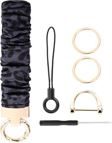 محفظة مفاتيح Scrunchie لطيفة للنساء والرجال - حامل مفاتيح سيارة قابل للتمدد مع حلقة على شكل حرف D للصالة الرياضية والتسوق والسفر in Kuwait