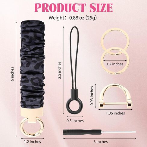 محفظة مفاتيح Scrunchie لطيفة للنساء والرجال - حامل مفاتيح سيارة قابل للتمدد مع حلقة على شكل حرف D للصالة الرياضية والتسوق والسفر in Kuwait