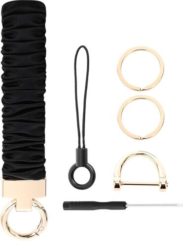 محفظة مفاتيح Scrunchie لطيفة للنساء والرجال - حامل مفاتيح سيارة قابل للتمدد مع حلقة على شكل حرف D للصالة الرياضية والتسوق والسفر in Kuwait