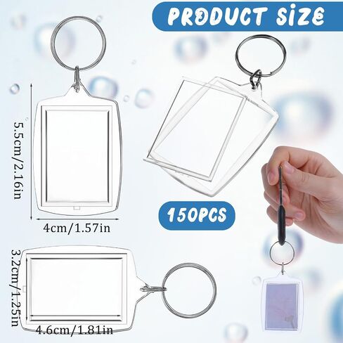 150 Pcs Photo Keychain Insert Acrylic Picture Keychains Clear Blank Keyring Photo Insert Frame Personalised Photo Key Holder, Rectangle Blank Photo Keychains Photo Display Keychain(2.2 x 1.6 Inch) in Saudi Arabia