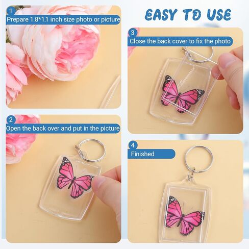 150 Pcs Photo Keychain Insert Acrylic Picture Keychains Clear Blank Keyring Photo Insert Frame Personalised Photo Key Holder, Rectangle Blank Photo Keychains Photo Display Keychain(2.2 x 1.6 Inch) in Saudi Arabia