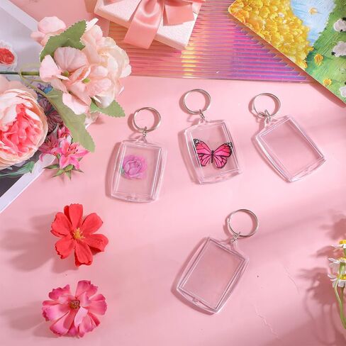 150 Pcs Photo Keychain Insert Acrylic Picture Keychains Clear Blank Keyring Photo Insert Frame Personalised Photo Key Holder, Rectangle Blank Photo Keychains Photo Display Keychain(2.2 x 1.6 Inch) in Saudi Arabia