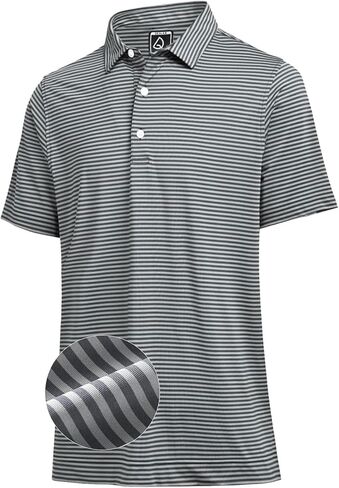 DEOLAX Mens Polo Shirts Classic Striped Golf Polo Shirts Short Sleeve Dry Fit Performance Wicking Moisture Polo Shirt for Men in Kuwait