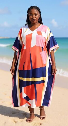 Oussum Women Plus Size Kaftans Kimono Polyester Dresses Loose Caftan Dress Ladies Evening Casual Long Maxi in Saudi Arabia