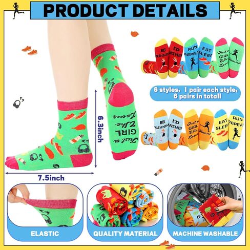 6 Pairs Running Socks Field Running Accessories Riders Breathable Socks for Outdoors Christmas Cycling Gifts in Saudi Arabia