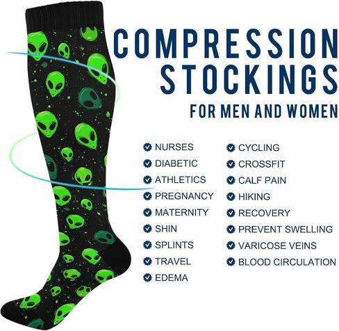 Wusikd Milk Cow Compression Socks for Women and Men Circulation Flowers Long Socks for Athletic Running 2 in Saudi Arabia