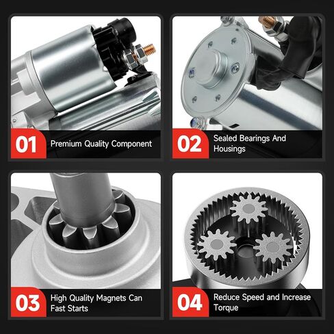 17728N New Starter Compatible with Honda Accord 1998-2007, Pilot 2003-2005, Acura CL 1997-1999, Odyssey 1999-2006, TL 1999-2006, MDX 2001-2002 3.0L 3.5L V6 06312-P8A-5050 410-54027 in Kuwait