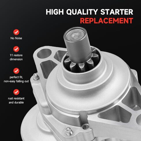 17728N New Starter Compatible with Honda Accord 1998-2007, Pilot 2003-2005, Acura CL 1997-1999, Odyssey 1999-2006, TL 1999-2006, MDX 2001-2002 3.0L 3.5L V6 06312-P8A-5050 410-54027 in Kuwait