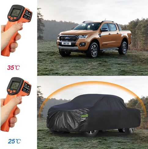 7 طبقات غطاء شاحنة مقاوم للماء مخصص مناسب Ford F150 SuperCrew Cab 6.5ft Bed من 2009 إلى 2025، 6 طبقات غطاء سيارة بيك اب ثقيل الوزن في الهواء الطلق داخلي من الشمس والأشعة فوق البنفسجية والمطر والثلوج والرياح. in Kuwait