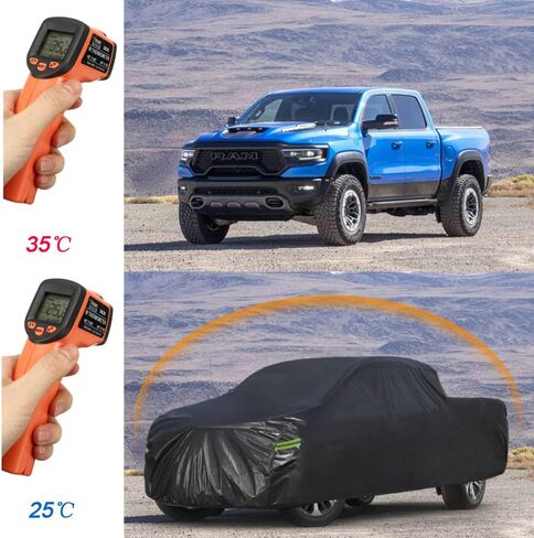 7 طبقات غطاء شاحنة مقاوم للماء مخصص مناسب Ford F150 SuperCrew Cab 6.5ft Bed من 2009 إلى 2025، 6 طبقات غطاء سيارة بيك اب ثقيل الوزن في الهواء الطلق داخلي من الشمس والأشعة فوق البنفسجية والمطر والثلوج والرياح. in Kuwait