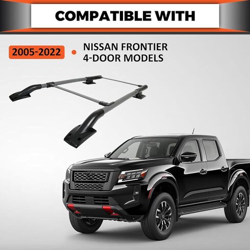 ECOTRIC Roof Rack/Rail Crossbar Compatible with 2005-2022 Nissan Frontier 4 Door Adjustable Aluminum Luggage Cargo Carrier in Saudi Arabia
