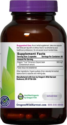 True Cinnamon (Ceylon) Oregon's Wild Harvest 60 Caps in Kuwait