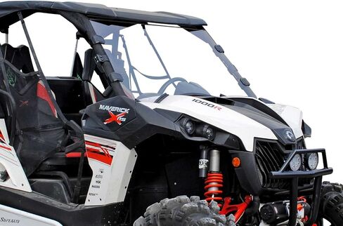 زجاج أمامي مقاوم للخدش شديد التحمل من SuperATV لـ 2013-2018 Can-am Maverick / Max / Turbo / Turbo Max | 1/4 بوصة من البولي كربونات الشفاف السميك أقوى 250 مرة من الزجاج | يتضمن سدادة لمبة مثبتة مسبقًا in Saudi Arabia