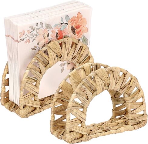 Sumnacon Napkin Holder-Water Hyacinth Kitchen Napkin Holder for Table Wicker Napkin Holder Stand for Paper Napkin Rustic Napkin Holder for Kitchen Dining Table Party Bar Restaurant Picnic RV Decor in Kuwait