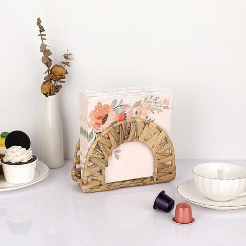 Sumnacon Napkin Holder-Water Hyacinth Kitchen Napkin Holder for Table Wicker Napkin Holder Stand for Paper Napkin Rustic Napkin Holder for Kitchen Dining Table Party Bar Restaurant Picnic RV Decor in Kuwait