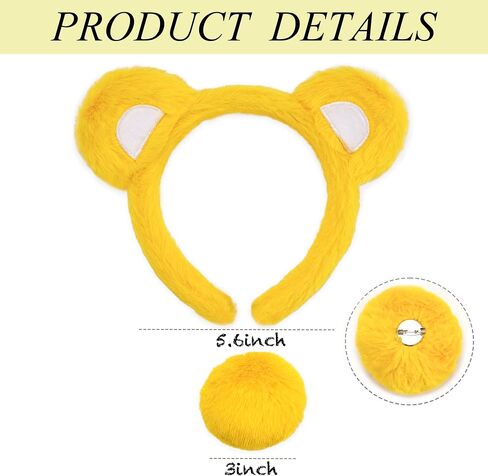 4PCS Bear Costume Bear Ears Headband Tail Heart Stickers Adult Halloween Cosplay Party Accessories in Saudi Arabia