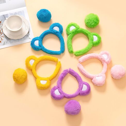4PCS Bear Costume Bear Ears Headband Tail Heart Stickers Adult Halloween Cosplay Party Accessories in Saudi Arabia