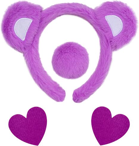 4PCS Bear Costume Bear Ears Headband Tail Heart Stickers Adult Halloween Cosplay Party Accessories in Saudi Arabia