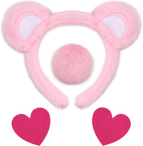 4PCS Bear Costume Bear Ears Headband Tail Heart Stickers Adult Halloween Cosplay Party Accessories in Saudi Arabia