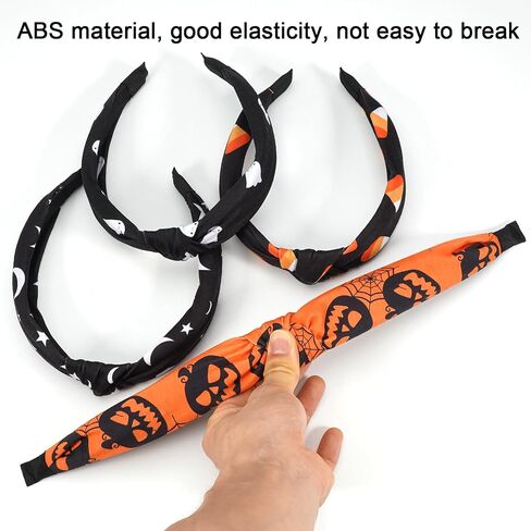 Lonext 4PCS Halloween Headbands for Women Knotted Headband with Spooky Ghost Pumpkin Corn Spider Skeleton Halloween Hair Accessories for Girls in Kuwait