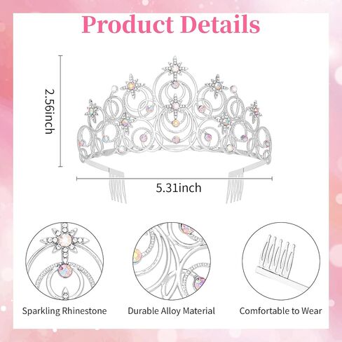 Princess Crown Tiaras for Girls, Silver Bubble Tiara Crystal Queen Crown Headband, Prom Birthday Party Wedding Halloween Costume Accessories for Women Girls in Saudi Arabia