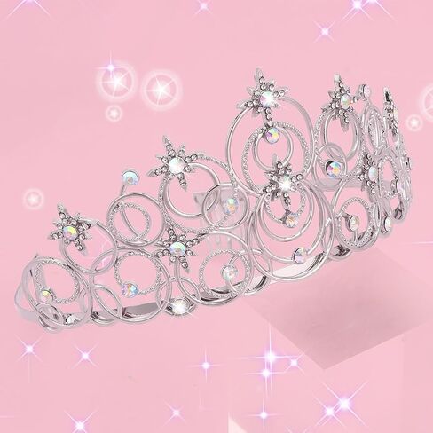 Princess Crown Tiaras for Girls, Silver Bubble Tiara Crystal Queen Crown Headband, Prom Birthday Party Wedding Halloween Costume Accessories for Women Girls in Saudi Arabia