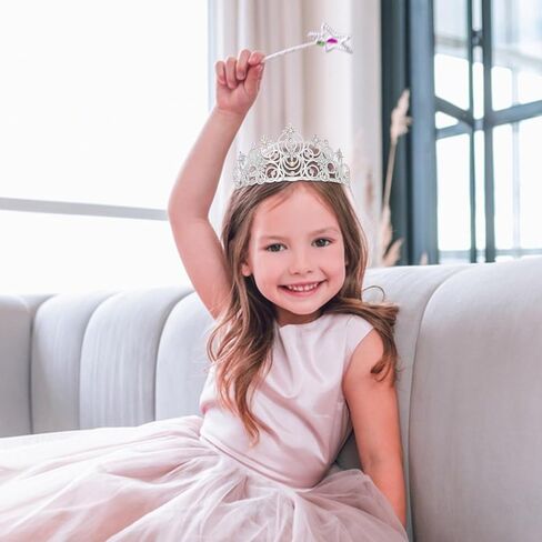 Princess Crown Tiaras for Girls, Silver Bubble Tiara Crystal Queen Crown Headband, Prom Birthday Party Wedding Halloween Costume Accessories for Women Girls in Saudi Arabia