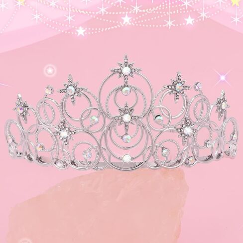 Princess Crown Tiaras for Girls, Silver Bubble Tiara Crystal Queen Crown Headband, Prom Birthday Party Wedding Halloween Costume Accessories for Women Girls in Saudi Arabia